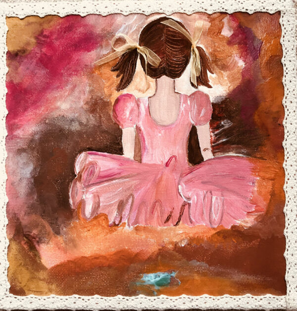 hand made painting of a girl with her dreams